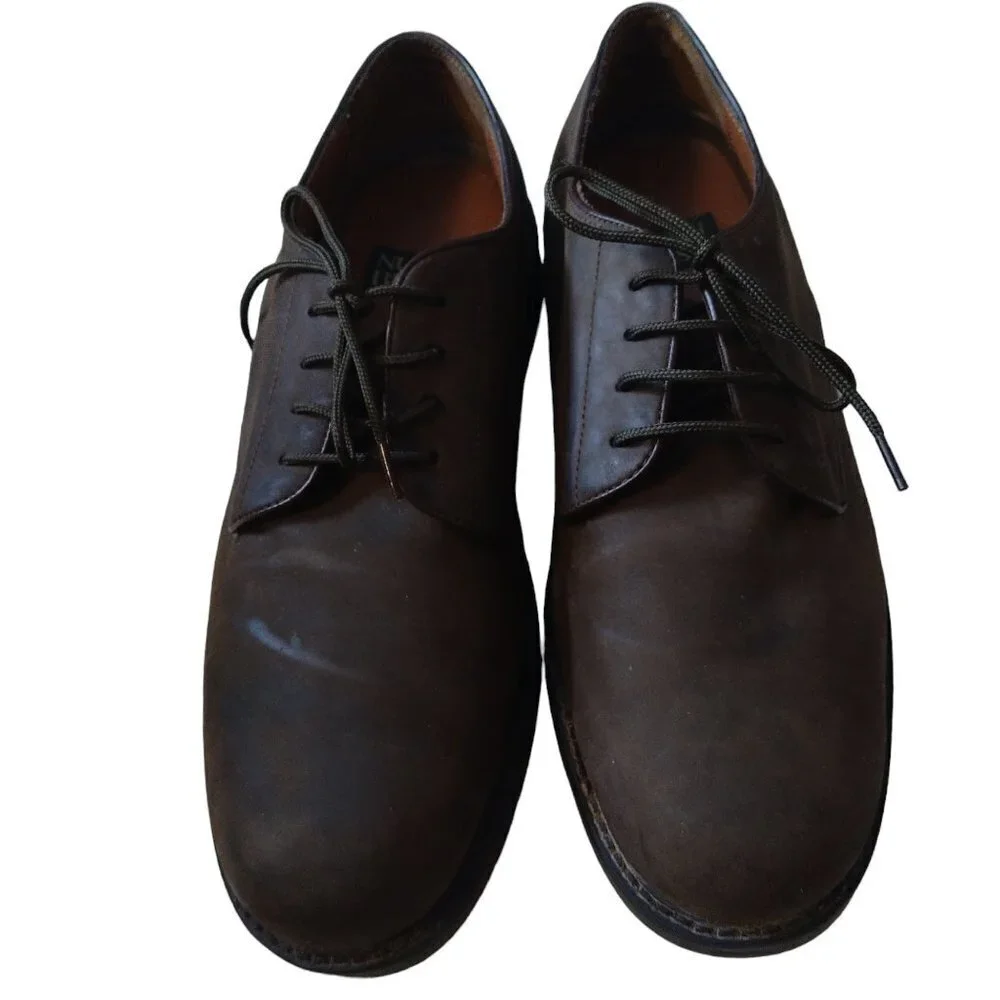 Nunn Bush Size 8.5W Dark Brown Leather Plain Toe Lace Up Oxford Shoes